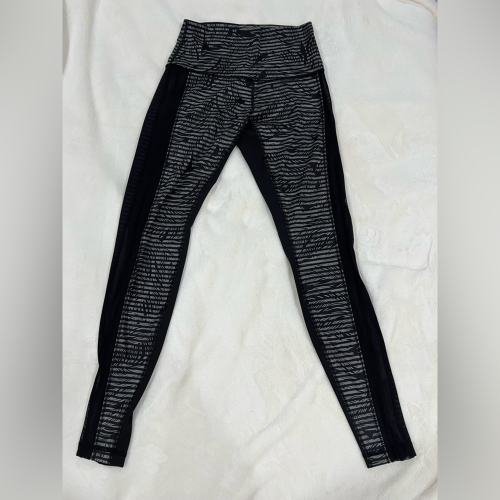 Lululemon Black & Gray Leggings with Mesh Details